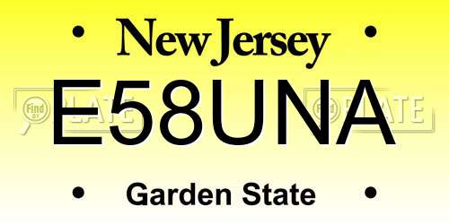 E58UNA New Jersey License Plate