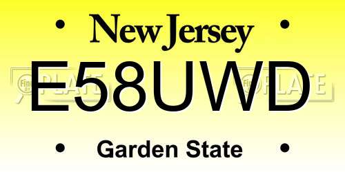 E58UWD New Jersey License Plate