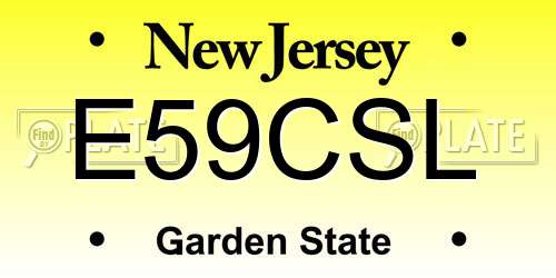 E59CSL New Jersey License Plate