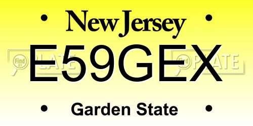 E59GEX New Jersey License Plate