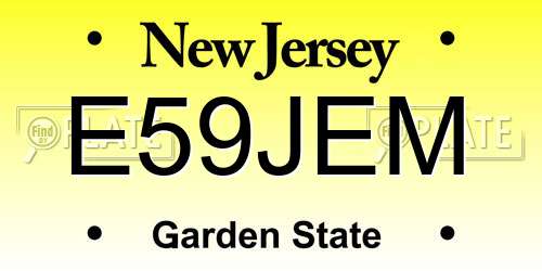E59JEM New Jersey License Plate