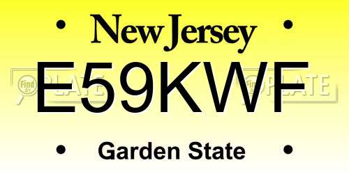 E59KWF New Jersey License Plate