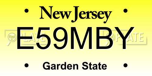 E59MBY New Jersey License Plate