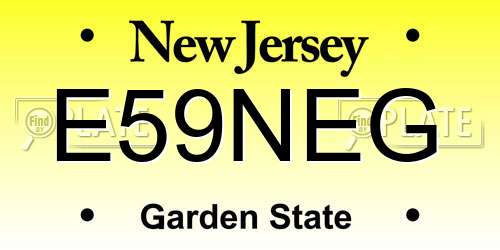 E59NEG New Jersey License Plate