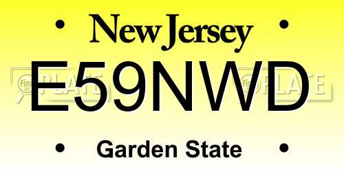 E59NWD New Jersey License Plate