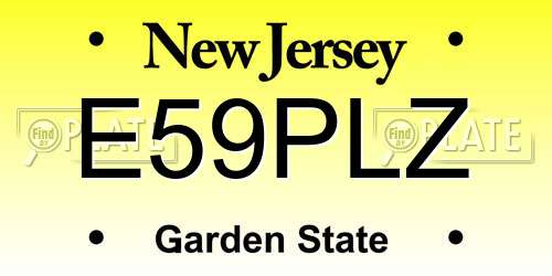 E59PLZ New Jersey License Plate