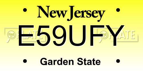 E59UFY New Jersey License Plate