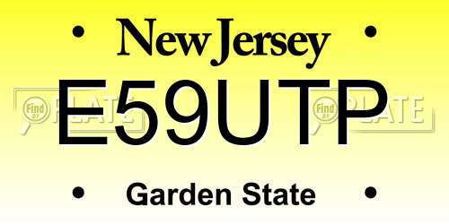 E59UTP New Jersey License Plate