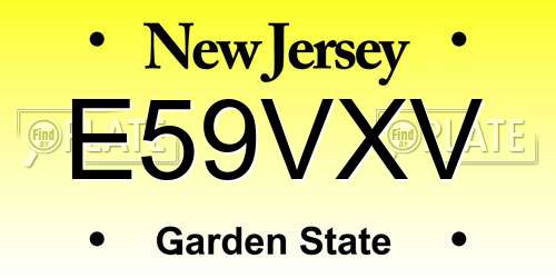 E59VXV New Jersey License Plate