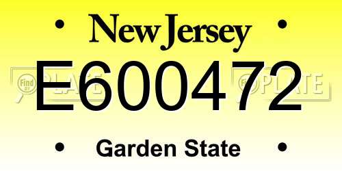 E600472 New Jersey License Plate