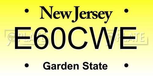 E60CWE New Jersey License Plate