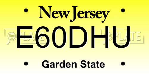 E60DHU New Jersey License Plate