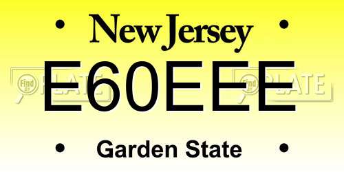 E60EEE New Jersey License Plate