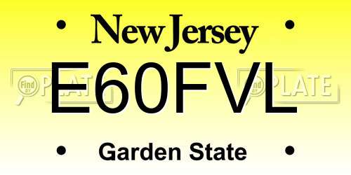 E60FVL New Jersey License Plate