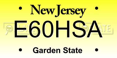 E60HSA New Jersey License Plate