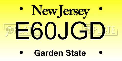 E60JGD New Jersey License Plate