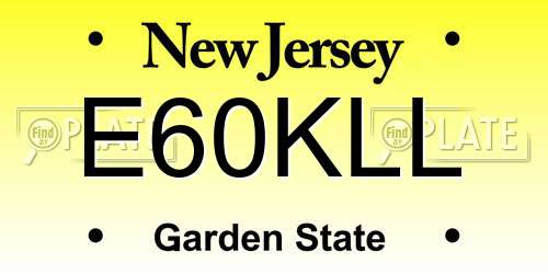 E60KLL New Jersey License Plate