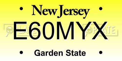 E60MYX New Jersey License Plate