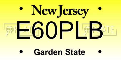 E60PLB New Jersey License Plate