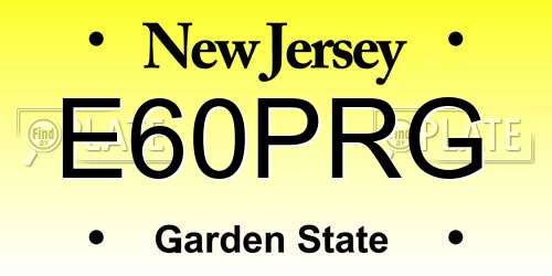 E60PRG New Jersey License Plate