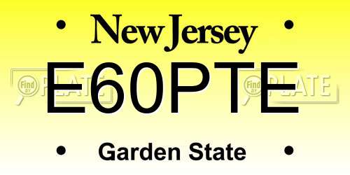 E60PTE New Jersey License Plate