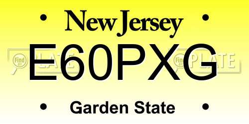E60PXG New Jersey License Plate