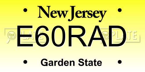 E60RAD New Jersey License Plate