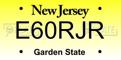 E60RJR New Jersey License Plate