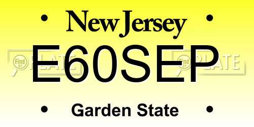 E60SEP New Jersey License Plate