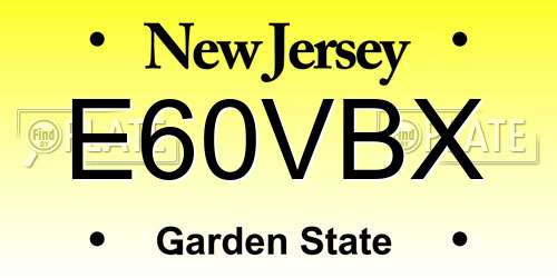 E60VBX New Jersey License Plate