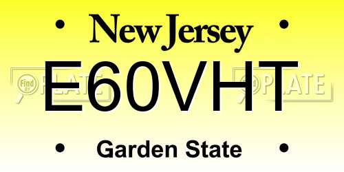 E60VHT New Jersey License Plate