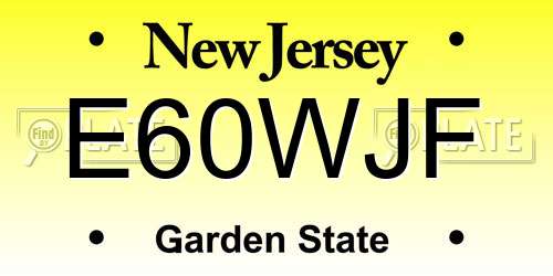 E60WJF New Jersey License Plate
