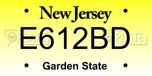 E612BD New Jersey License Plate