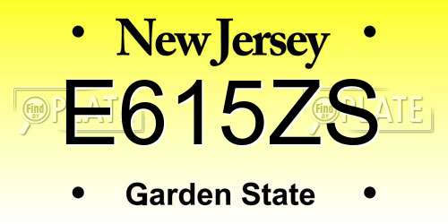 E615ZS New Jersey License Plate