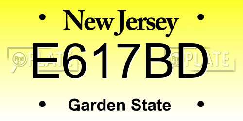 E617BD New Jersey License Plate