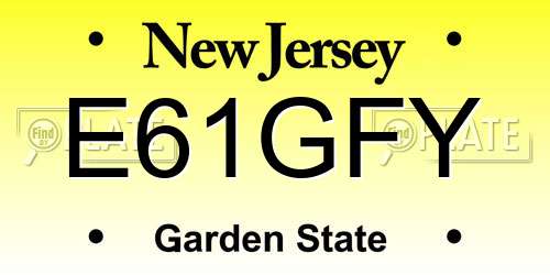 E61GFY New Jersey License Plate