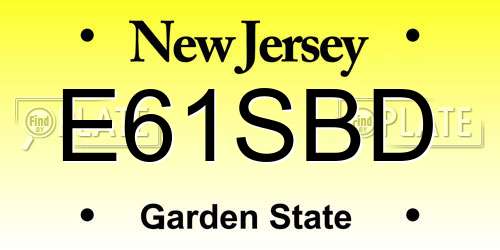 E61SBD New Jersey License Plate