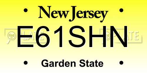 E61SHN New Jersey License Plate