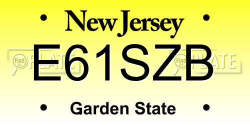 E61SZB New Jersey License Plate