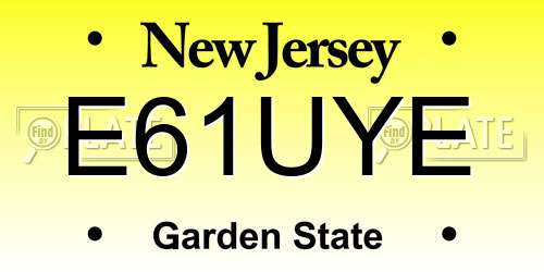 E61UYE New Jersey License Plate