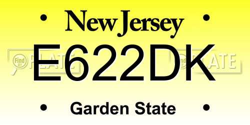E622DK New Jersey License Plate