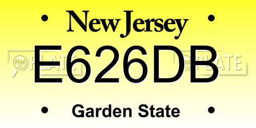 E626DB New Jersey License Plate