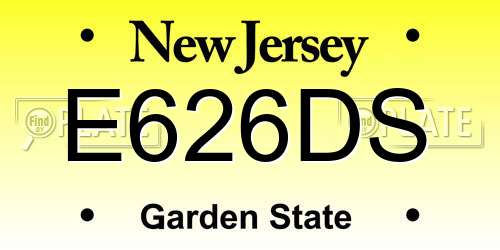 E626DS New Jersey License Plate