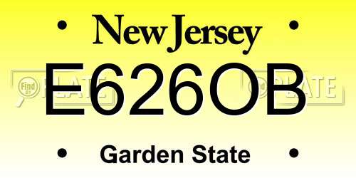 E626OB New Jersey License Plate