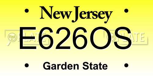 E626OS New Jersey License Plate