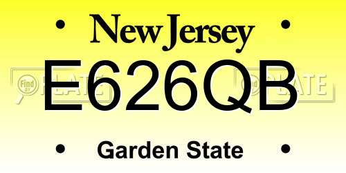 E626QB New Jersey License Plate