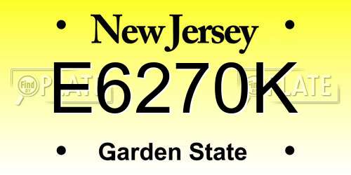 E6270K New Jersey License Plate