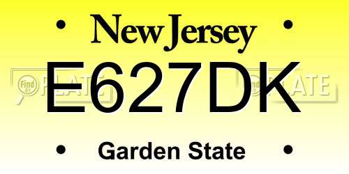 E627DK New Jersey License Plate