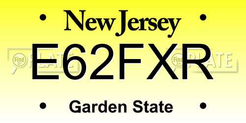 E62FXR New Jersey License Plate
