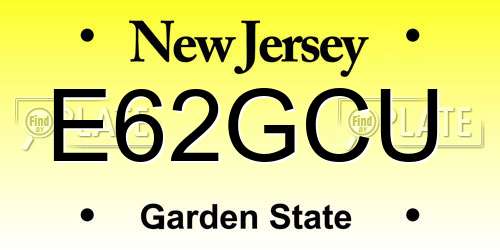 E62GCU New Jersey License Plate